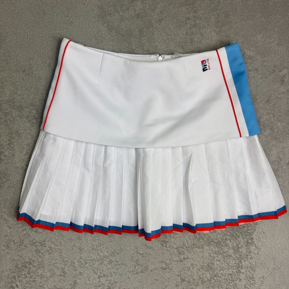 P.E Nation The Pace Bowl Mini Skirt Womens Medium White Pleated Back Zip Tennis